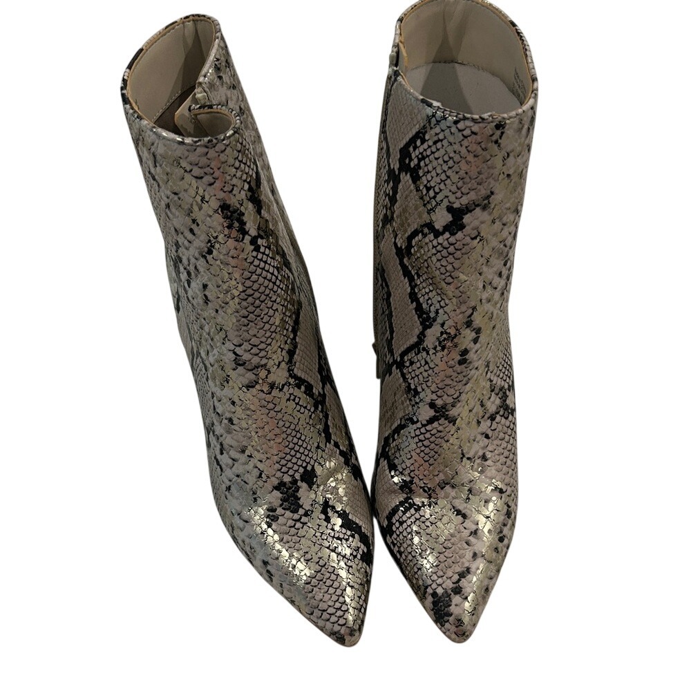 ALDO Women's Snake Print Pointed Toe Ankle Boots Block Heel Zip Up Size 7.5